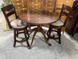 Petite Round Dining Table with Glass; With (2) Swivel Stools