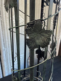 Green Vintage Metal Scroll Grapevine Column Plant Stand