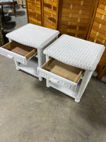 White Wicker Night Stands, (2)