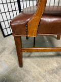 Mid Century/ Gunlocke Georgian  Style Wood/Leather Arm Chair