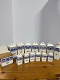 Purple Floral Vintage Ceramic Cannister And Spice Set AS IS - READ DESCRIPTION CAREFULLY