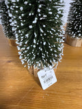 Skinny Bottlebrush Flocked Christmas Trees With Wooden Base- With Tags - Pier 1 - Set Of 3 (A)