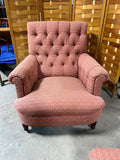 Pink/Coral Upholstered Chair with Ottoman