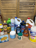 Lot of Cleaners with White Bucket- THESE ARE PREOWNED / MOST ARE 1/2 FULL TO FULL (J)