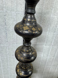 Black & Gold Floral Toleware Vintage Brass Floor Lamp (NEEDS REWIRING)