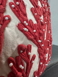 Pottery Barn Coral Reef Appliqué Throw Pillow with Faux Pearls
