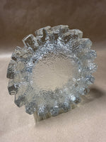 Pukeberg Sweden Textured Glass Candle Holder Ashtray Sculpture