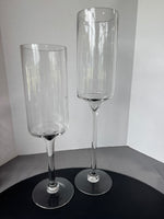 Pair of House of Hampton Clear Glass Pedestal Hurricanes