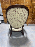 Antique Chair with Oval Back and Carved Arms **Sits Low**