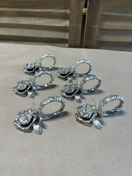 Silver Tone Napkin Rings, Set of 6