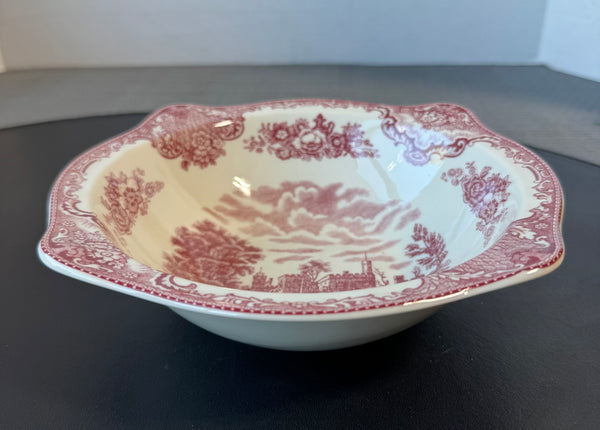 (F) Johnson Bros. Old Britain Castles Pink Round Vegetable Bowl