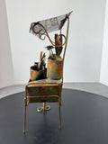 Copper Tone Vintage Metal Flower Cart