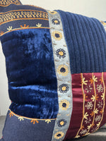 Navy & Burgundy Bohemian Patchwork Throw Pillow
