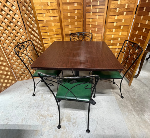 Square Table with (4) Vintage Metal Chairs