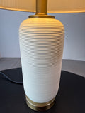 Lightweight Ceramic Ribbed Table Lamp With Gold Base - WORKS