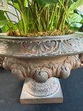 Artificial Philodendron in Large Rustic Resin Urn
