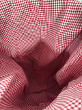 Dark Wicker Pottery Barn Laundry Hamper With Red Gingham Liner
