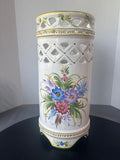 Majolica Portugal Hand Painted Umbrella Stand; Signed