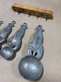 Pewter Lobster Measuring Spoon Set With Wall Hanging