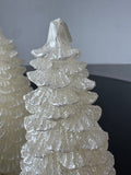 Trio of Pottery Barn Frosted White Christmas Tree Wax Candles