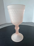 Indiana Glass Company Diamond Point Pink Satin Glass Chalice Vase