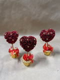 Set Of 3 Glitter Rose Hearts