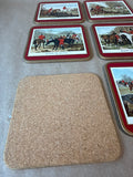 English Fox Hunting Cork Back Coasters - Set Of 6
