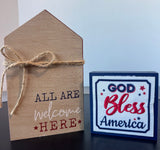 Pair of Americana Wood Block Signs