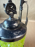 Gothic Style Antique Victorian Uranium Glass Pickle Castor With Ornate Silverplate GLOWS