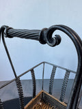 Woven Rattan & Braided Metal Basket