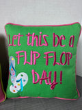 Pair of Embroidered Flip Flops Accent Pillows