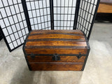 Petite Steamer Trunk on Casters with Leather Side Handles