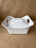 Rachel Ray White Stoneware Baking Dish With Lid 2.5QT (B)