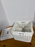 White Wicker Sabrina Basket By Pottery Barn With Lid