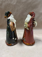 Pair Of Glazed Pottery Santa Clause Figures