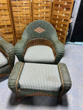 Green & Brown Wicker Set: Sofa, Chair, Ottoman and Side Table: Comes with Cushions