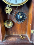 Wooden Vintage Gingerbread Mantel Clock with Key