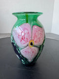 Signed Robert Eickholt Floral Hand Blown Art Glass Vase