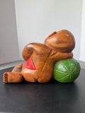 Philippines Large Heavyweight Carved Wooden Sleeping Buddha
