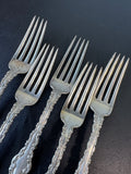 5-Piece Whiting Louis XV Sterling Silver Monogrammed Dinner Forks