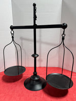 Rustic Farmhouse Black Metal Lightweight Balancing Scale Candle Holder or Plant Stand