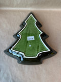 Ceramic Botanical Green Christmas Tree Plate // 2 Available // PRICED INDIVIDUALLY