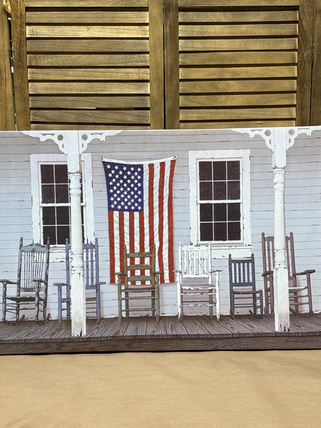 Front Porch with American Flag Print on Canvas