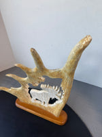 Signed Moose Antler Carving