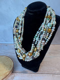 RS Stamped Multi-Layered Pearl & Sterling Silver Necklace