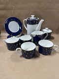 11 Piece Galaxy Tea Set By Sakura With 14k Gold
