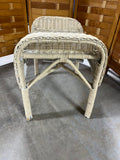 Tan Painted Wicker Ottoman- No Cushion