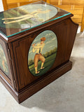 Golf Themed Painted Side Table with Magazine/Book Storage; Comes with Protective Glass