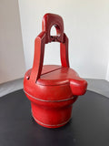 Red Lacquered Vintage Chinese Wooden Water Bucket