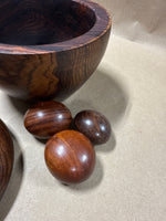 Wooden Apple Trinket Dish With 3 Wooden Eggs